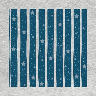 Blue Vintage stripes with light blue stars T-Shirt